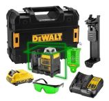 DEWALT DCE0811D1G-QW Akku-Kreuzlinien-Laser grün 10,8 V / 2Ah / 2x 360° Grad selbstnivellierend mit Pulsmodus - inkl Ladegerät und Akku 2 Ah XR